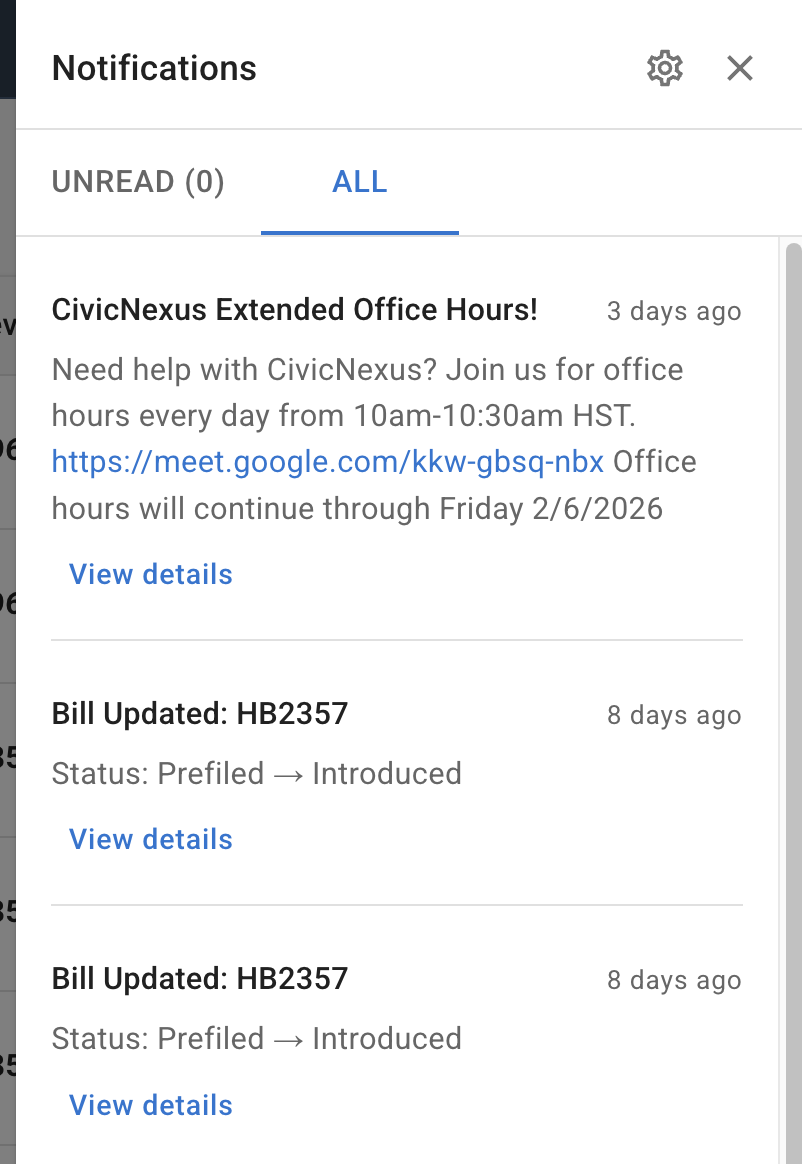 notifications center